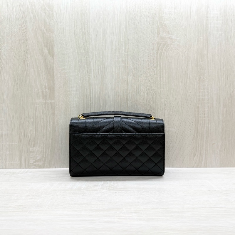 YSL黑金釦粒面牛皮菱格斜紋側背包小號Envelope/6001950-1