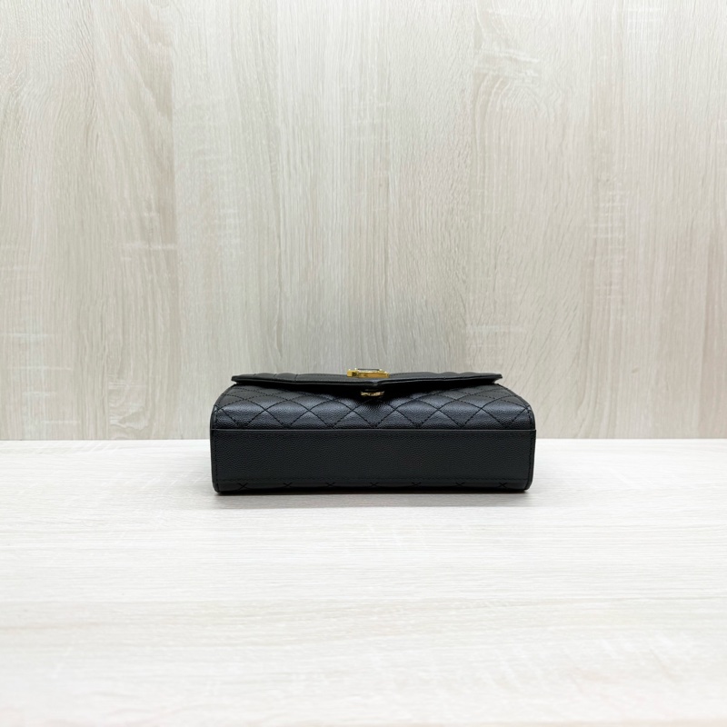 YSL黑金釦粒面牛皮菱格斜紋側背包小號Envelope/6001950-4