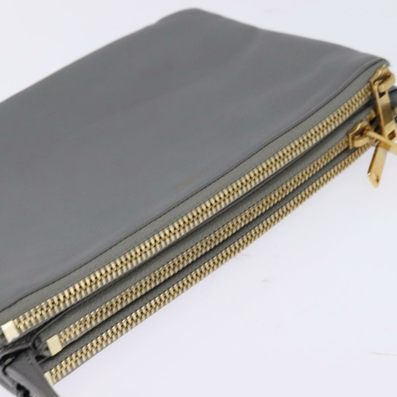 【日本直送】CELINE Trios Mall 單肩包 皮革 灰色 金色 正品 BA7046-5