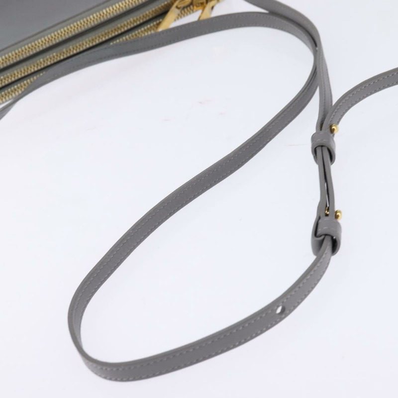 【日本直送】CELINE Trios Mall 單肩包 皮革 灰色 金色 正品 BA7046-6