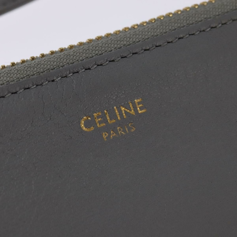 【日本直送】CELINE Trios Mall 單肩包 皮革 灰色 金色 正品 BA7046-16