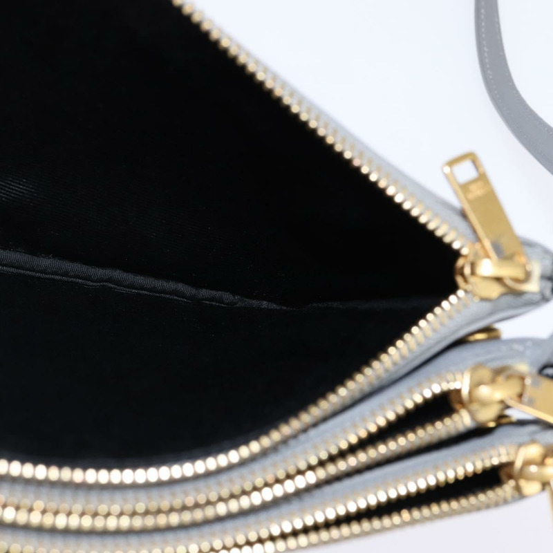 【日本直送】CELINE Trios Mall 單肩包 皮革 灰色 金色 正品 BA7046-17