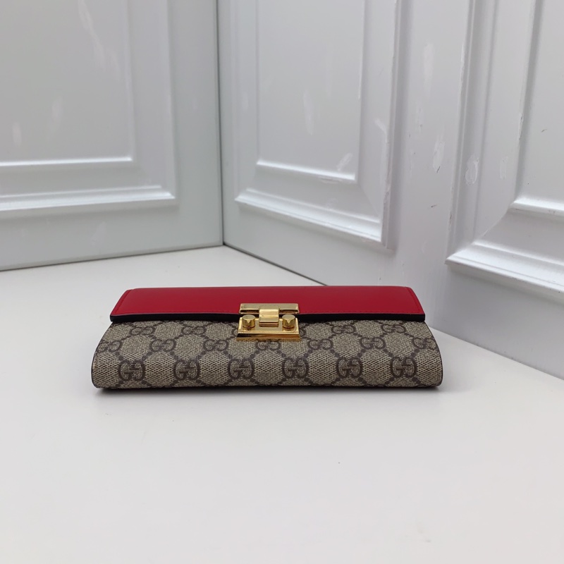 98新Gucci古馳 padlock 紅色拼老花钱包-7