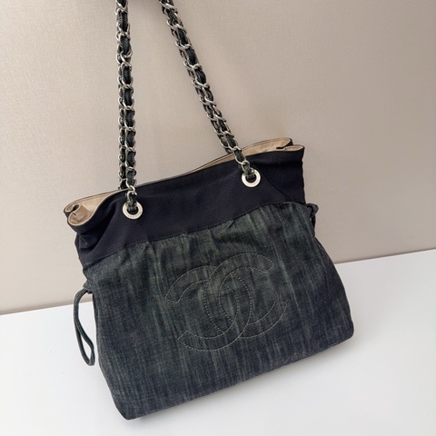 98新Chanel牛仔托特燒賣鏈條包