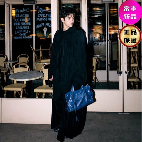 🎉新品好折扣✨Balenciaga 823058 Le City 小羊皮中款機車包 礦物藍色