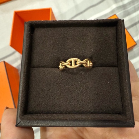 #53 Hermès 18K玫瑰金豬鼻子戒指