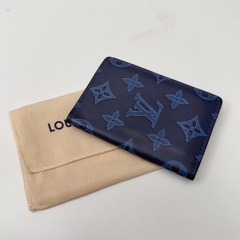 98新LV路易威登 藍色老花牛皮壓紋-5