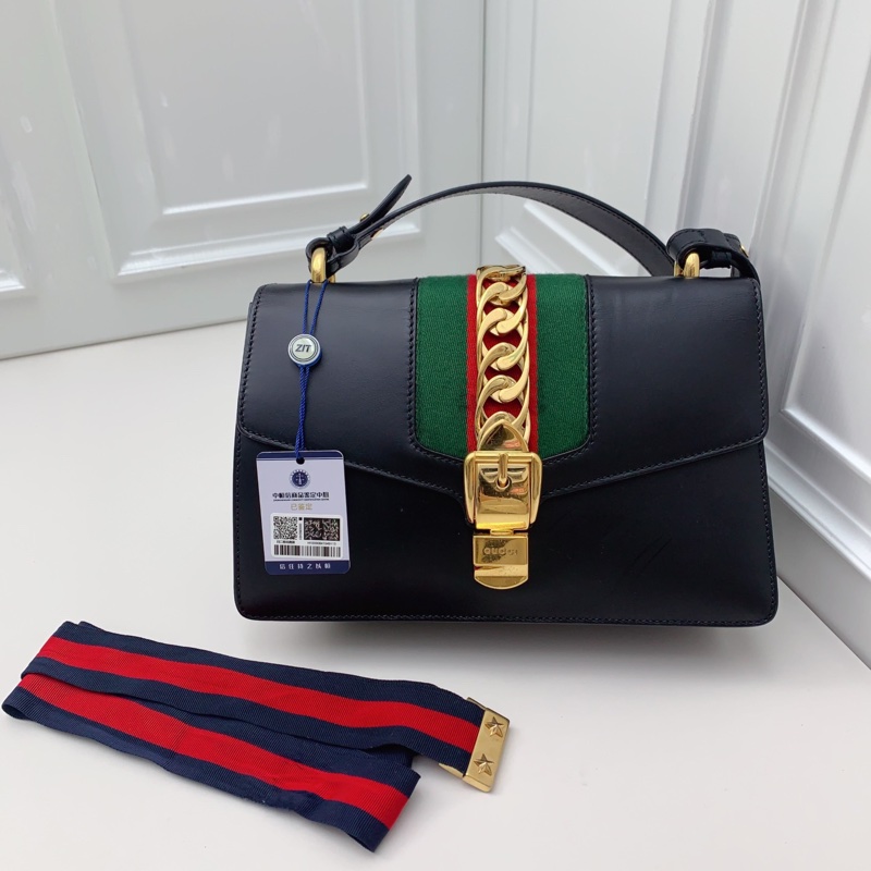 95新Gucci古馳 sylvie塞爾維亞 黑金中號-0