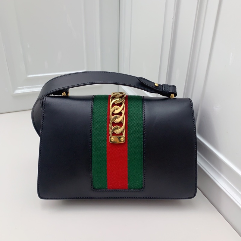 95新Gucci古馳 sylvie塞爾維亞 黑金中號-2