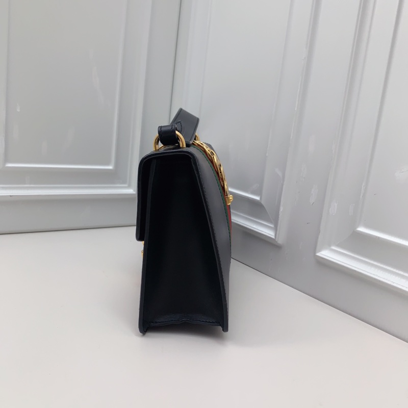 95新Gucci古馳 sylvie塞爾維亞 黑金中號-3