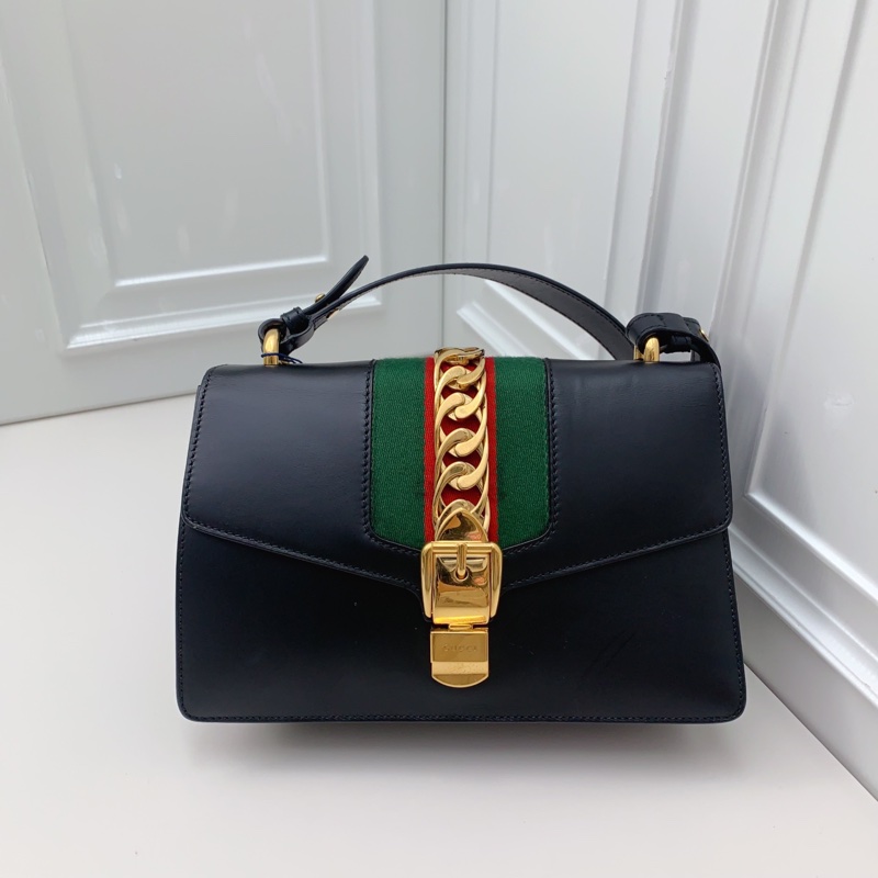 95新Gucci古馳 sylvie塞爾維亞 黑金中號-5