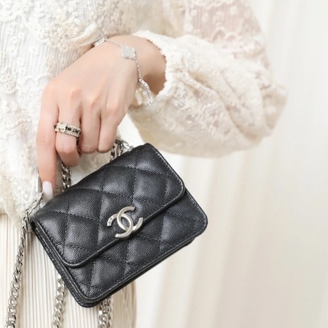 22s 珐琅手柄 荔枝皮小方包 🖤