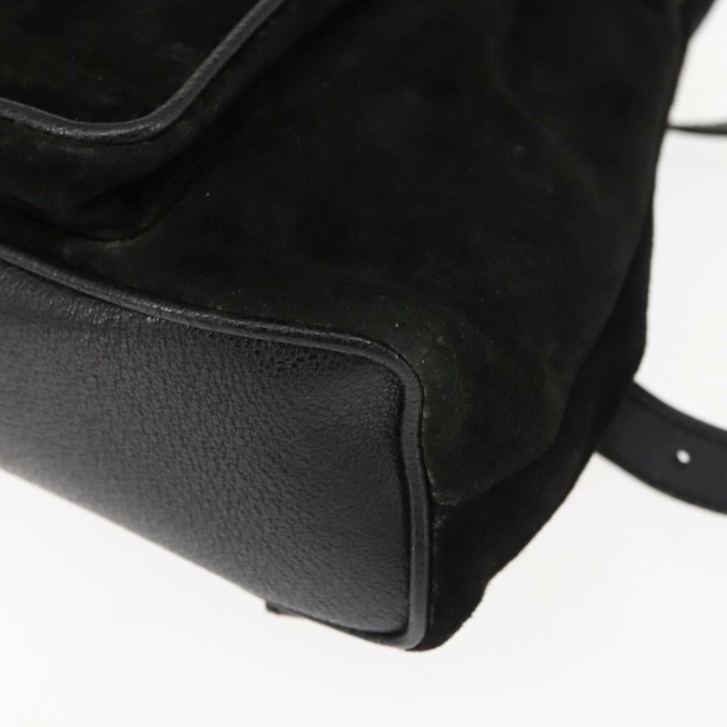 【日本直送】GUCCI 竹編雙肩包 絨面革 黑色 正品 BA6791-16