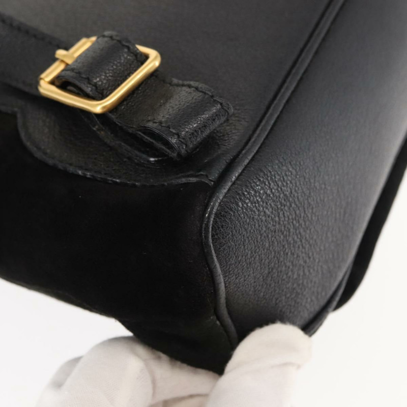 【日本直送】GUCCI 竹編雙肩包 絨面革 黑色 正品 BA6791-17