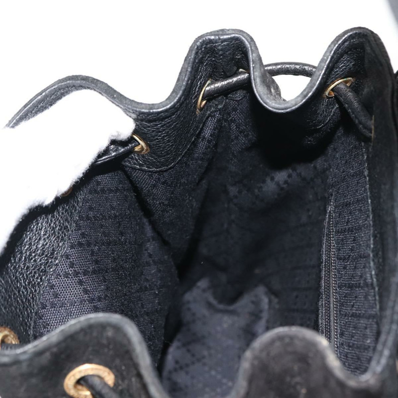 【日本直送】GUCCI 竹編雙肩包 絨面革 黑色 正品 BA6791-22