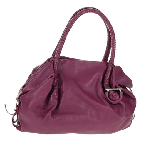Salvatore Ferragamo Gancini 手提包 皮革 紫色 銀色 正品 147385V