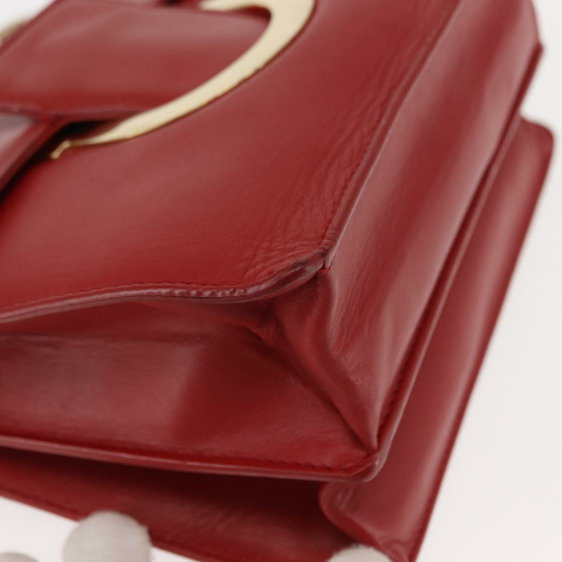 【日本直送】Salvatore Ferragamo Gancini 鏈條肩包 皮革 紅色 金色 正品 146725-8