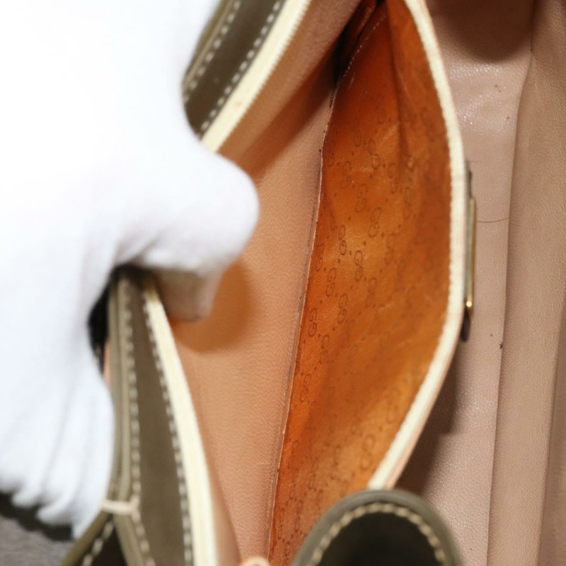 【日本直送】GUCCI 竹節手提包 皮革 卡其色 金色 正品 ep11339-10