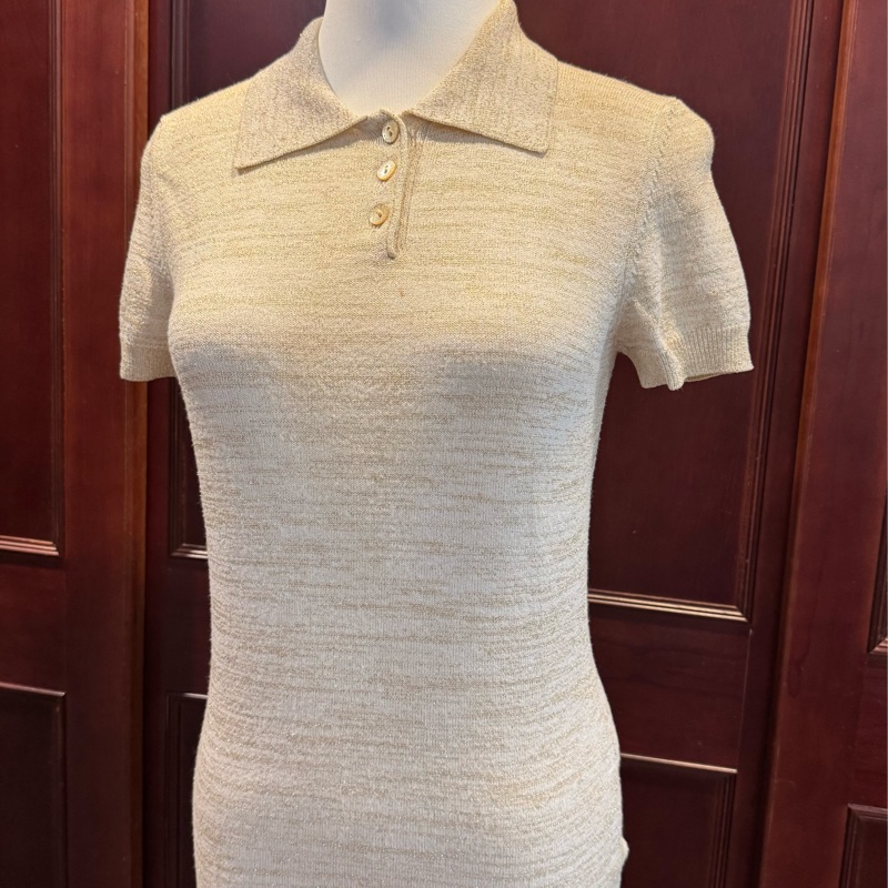 專櫃正品正牌高端路線DOLCE & GABBANA米白金蔥針織上衣42適合S-0