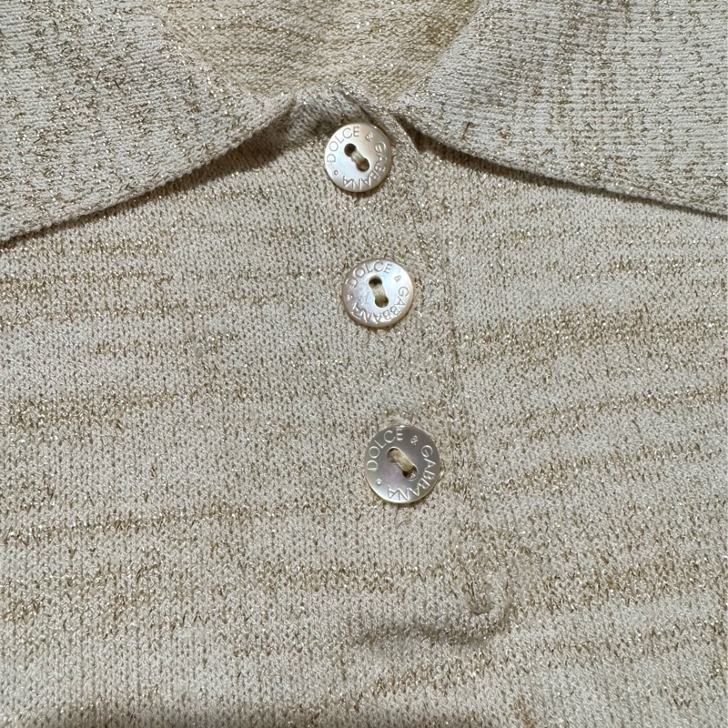 專櫃正品正牌高端路線DOLCE & GABBANA米白金蔥針織上衣42適合S-2