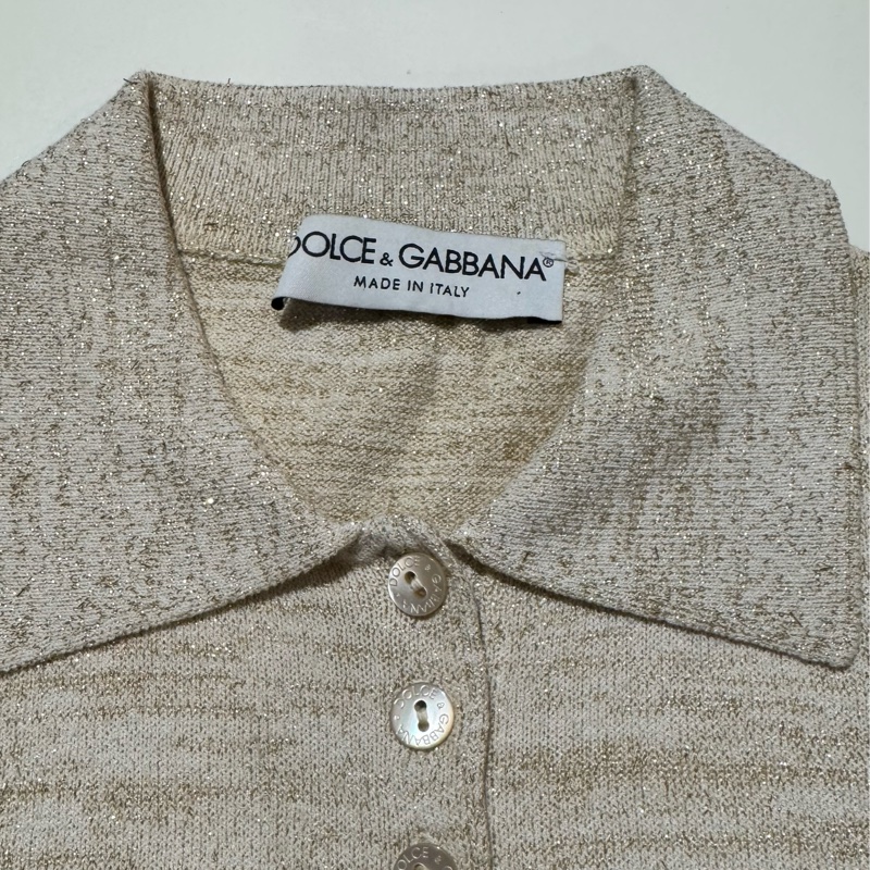 專櫃正品正牌高端路線DOLCE & GABBANA米白金蔥針織上衣42適合S-3