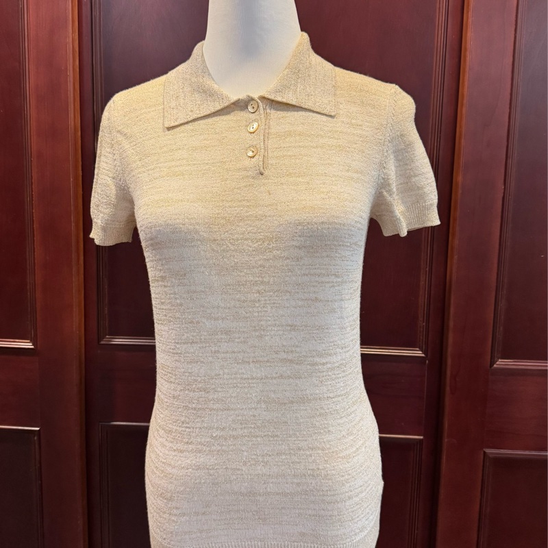 專櫃正品正牌高端路線DOLCE & GABBANA米白金蔥針織上衣42適合S-4