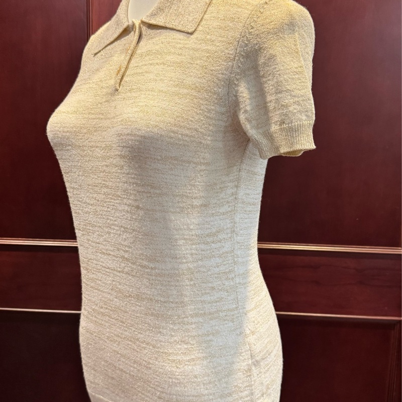 專櫃正品正牌高端路線DOLCE & GABBANA米白金蔥針織上衣42適合S-5