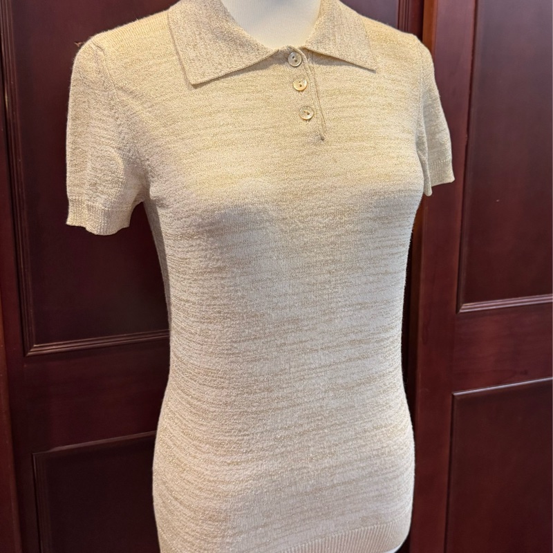 專櫃正品正牌高端路線DOLCE & GABBANA米白金蔥針織上衣42適合S-6