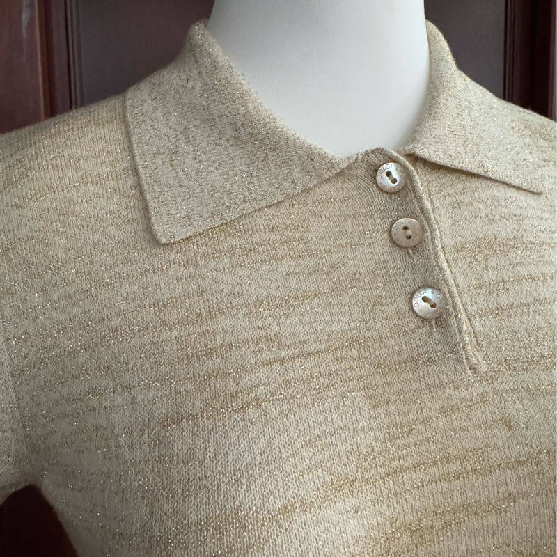 專櫃正品正牌高端路線DOLCE & GABBANA米白金蔥針織上衣42適合S-7