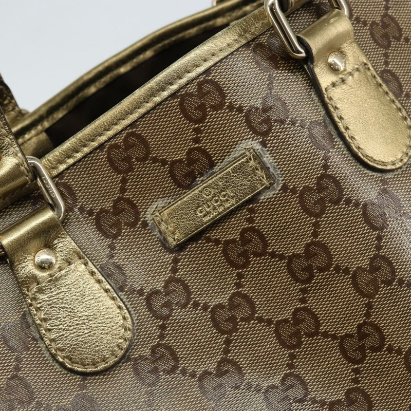 【日本直送】GUCCI GG 水晶手提包 塗層帆布 米色 金色 189896 正品 BA7129-16