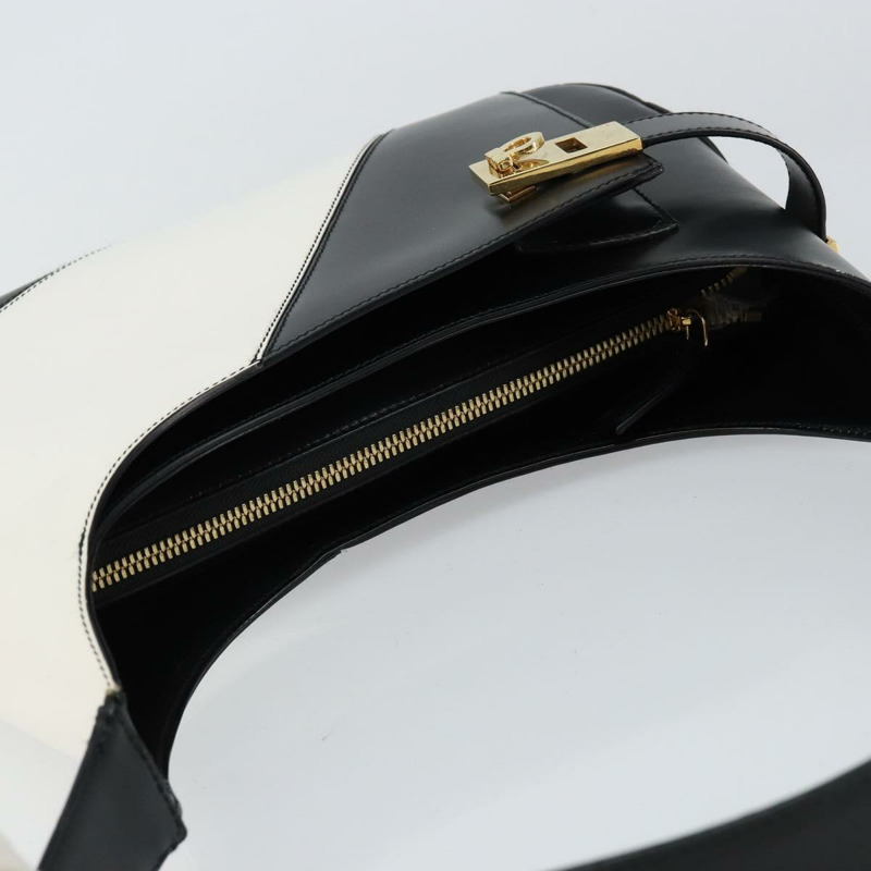 【日本直送】Salvatore Ferragamo Gancini 皮革肩背包 黑色 金色 正品 147508-5