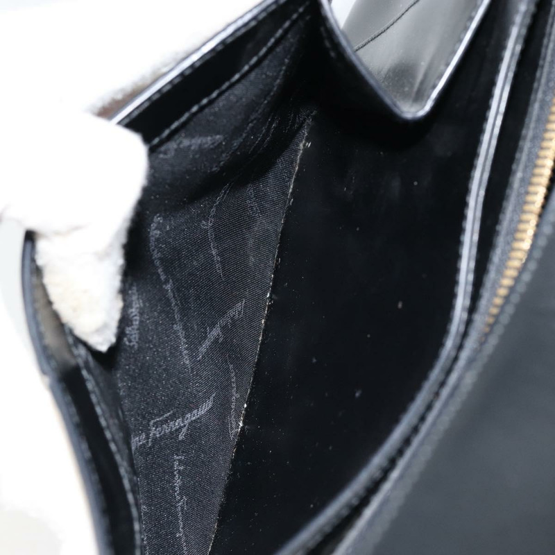 【日本直送】Salvatore Ferragamo Gancini 皮革肩背包 黑色 金色 正品 147508-21