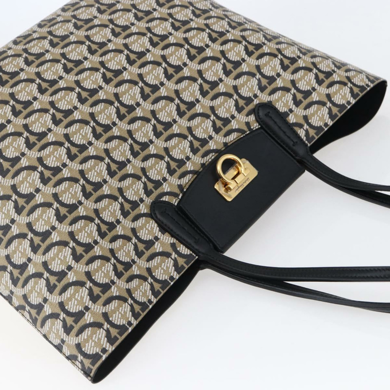 【日本直送】Salvatore Ferragamo Gancini 手提包 PVC 皮革 米色 正品 146724V-5