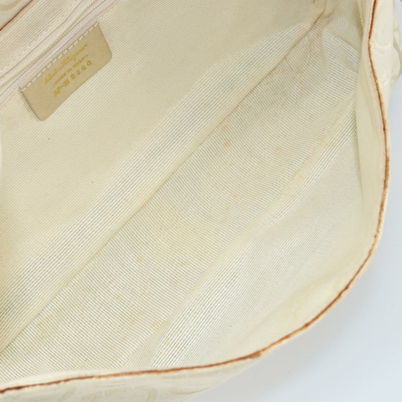 【日本直送】Salvatore Ferragamo Gancini 肩背包 帆布 米色 金色 正品 146818-10