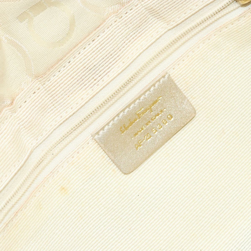 【日本直送】Salvatore Ferragamo Gancini 肩背包 帆布 米色 金色 正品 146818-11