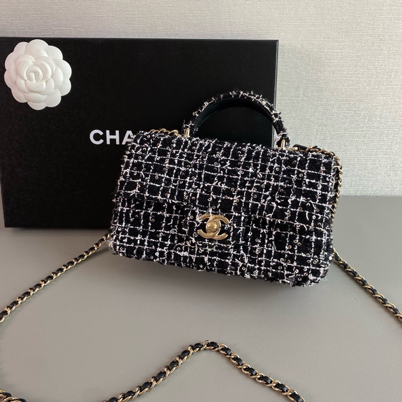 Chanel 24P 黑白mini 手柄CF 超級美🖤🤍-3
