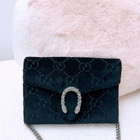 Gucci dionysus woc 黑色絲絨水鑽酒神鏈條包