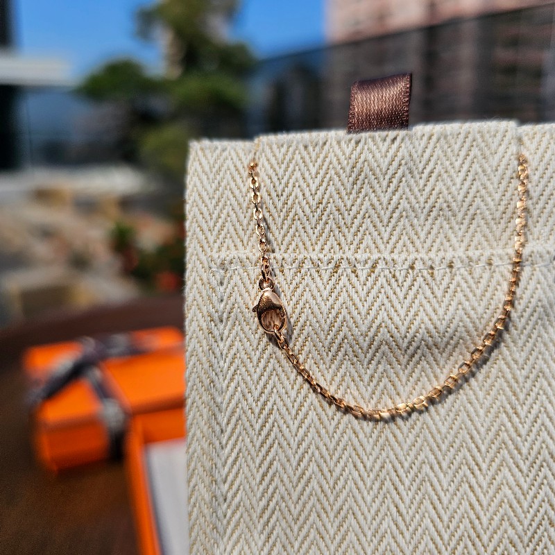 [全新未使用剛購入❣️] Hermes玫瑰金色象牙白MiniPopH項鍊-6