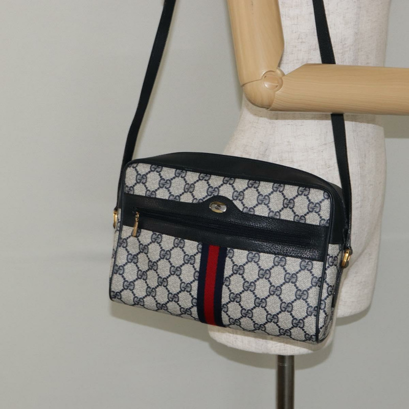 【日本直送】GUCCI GG Supreme Sherry Line 單肩包 PVC 海軍藍/紅色 56 02 005 正品 146673-24