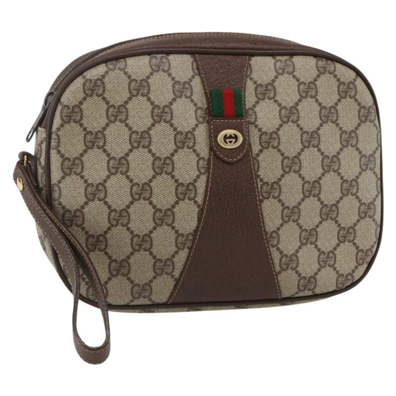【日本直送】GUCCI GG Supreme Web Sherry Line 手拿包 米色 金色 156 01 034 正品 147494-0
