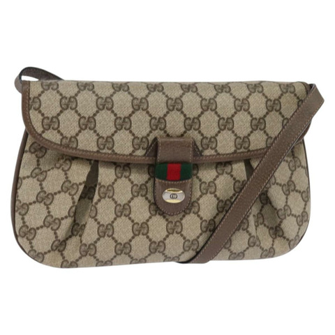 GUCCI GG Supreme Web Sherry Line 單肩包 PVC 米色 10 02 051 正品 147497