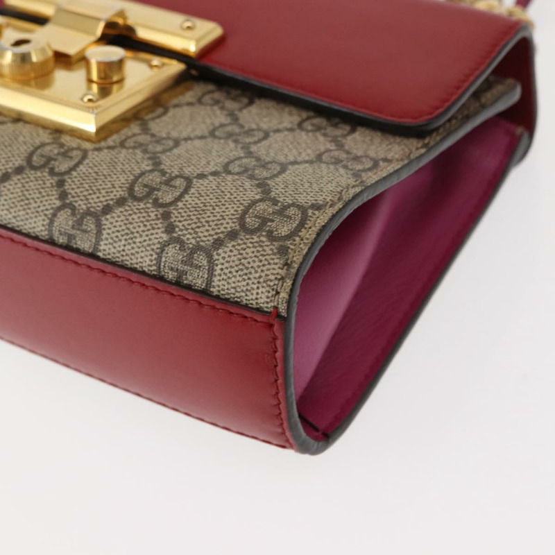 【日本直送】GUCCI 小號鎖鏈單肩包 PVC 米色 金色 409487 正品 147643-14