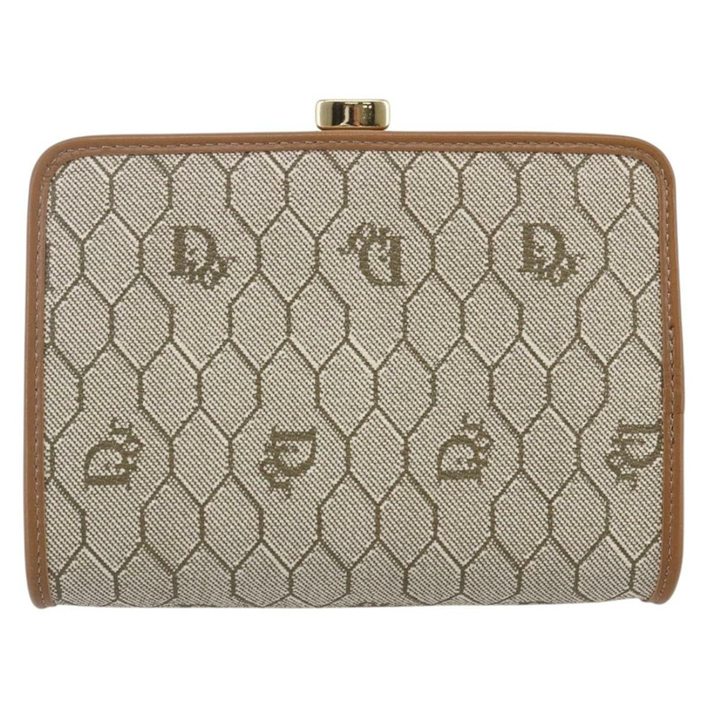 【日本直送】Christian Dior 蜂巢帆布手拿包 PVC 米色 金色 正品 SW1719-1