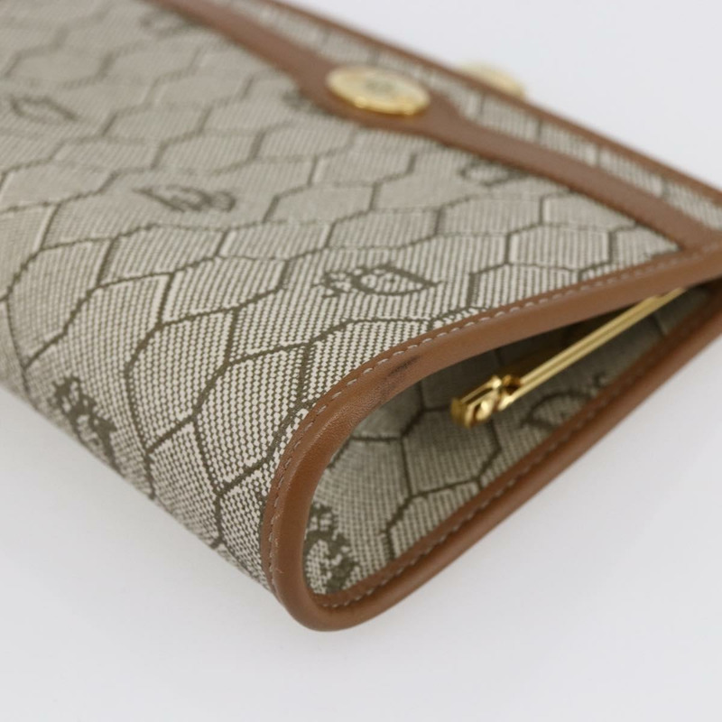 【日本直送】Christian Dior 蜂巢帆布手拿包 PVC 米色 金色 正品 SW1719-6