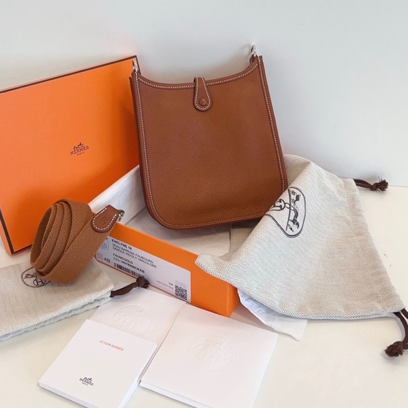 Hermès Evelyne Mini 金棕銀扣-1