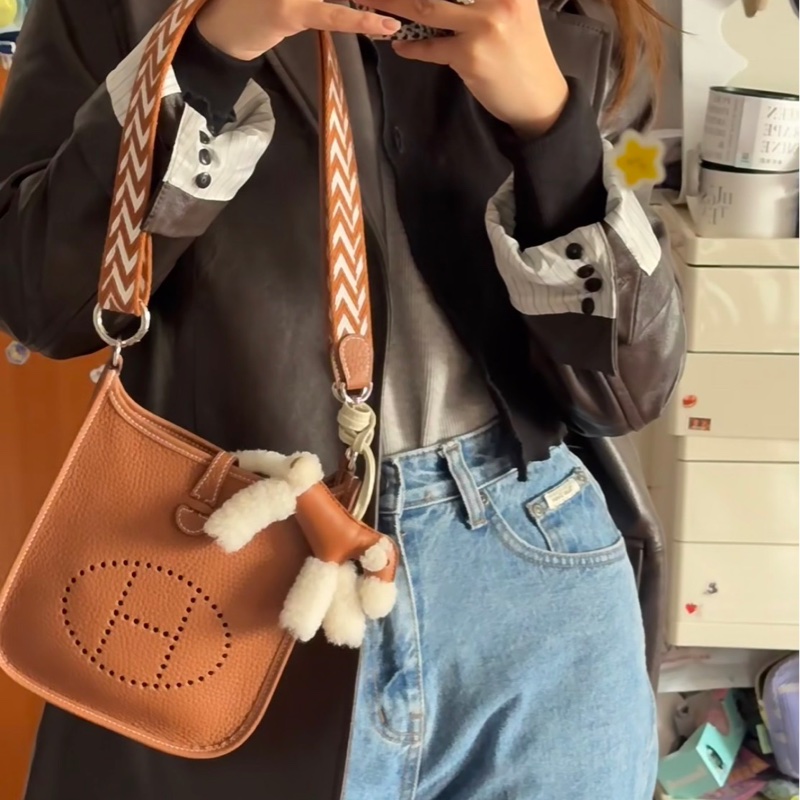 Hermès Evelyne Mini 金棕銀扣-3