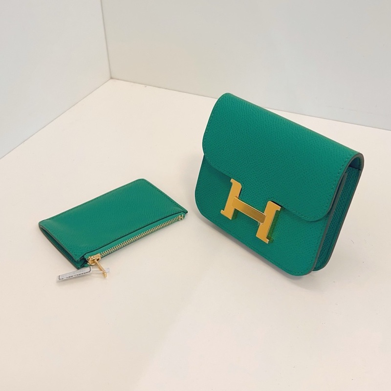 Hermès帝王綠金扣錢包-1