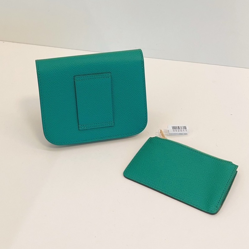 Hermès帝王綠金扣錢包-2