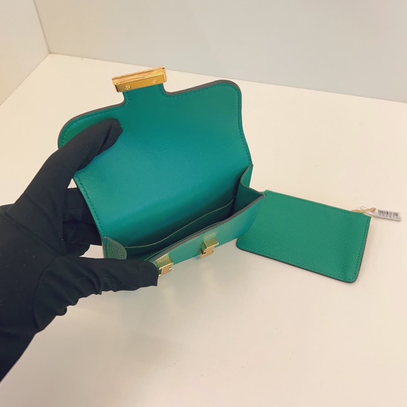 Hermès帝王綠金扣錢包-3