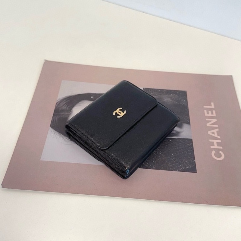 Chanel黑金三折雙層短夾-0